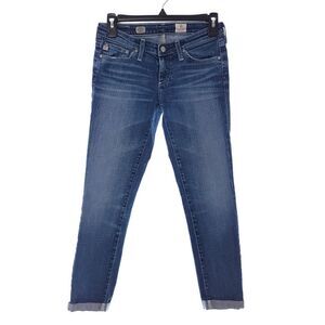 AG Adriano Goldschmied Cigarette Stilt Roll Up Denim Blue Jeans Women's 25R